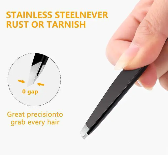 Alt view image 3 of 6 - 4 PCS Stainless Steel Tweezers Set Black
