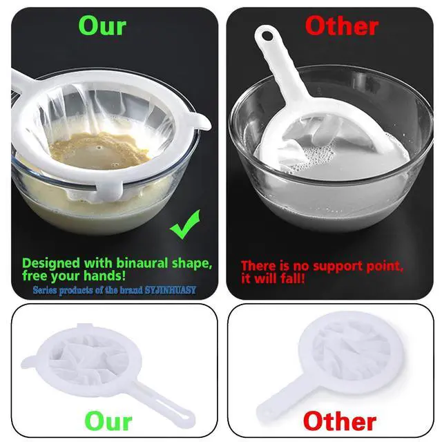 Alt view image 2 of 7 - 80Mesh Kitchen Ultra-Fine Nylon Mesh Strainer Food Yogurt Mesh Sieve Plastic Mesh Colander with Handle Mini Brine Shrimp Separation Net for Filtering Juice Juice Milk Honey