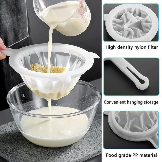 Alt view image 5 of 7 - 80Mesh Kitchen Ultra-Fine Nylon Mesh Strainer Food Yogurt Mesh Sieve Plastic Mesh Colander with Handle Mini Brine Shrimp Separation Net for Filtering Juice Juice Milk Honey
