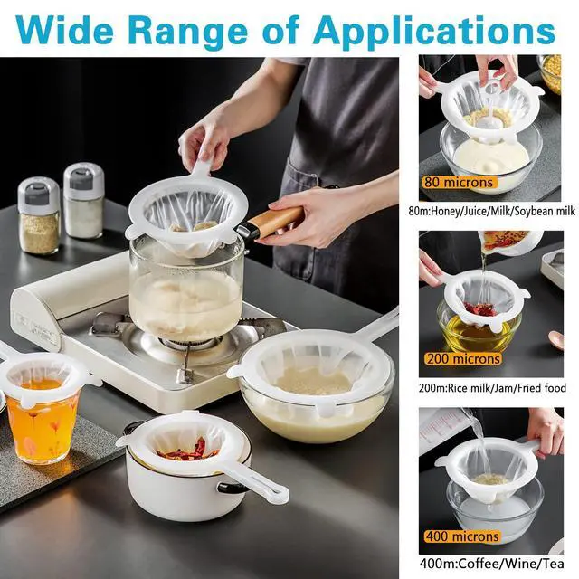 Alt view image 6 of 7 - 80Mesh Kitchen Ultra-Fine Nylon Mesh Strainer Food Yogurt Mesh Sieve Plastic Mesh Colander with Handle Mini Brine Shrimp Separation Net for Filtering Juice Juice Milk Honey