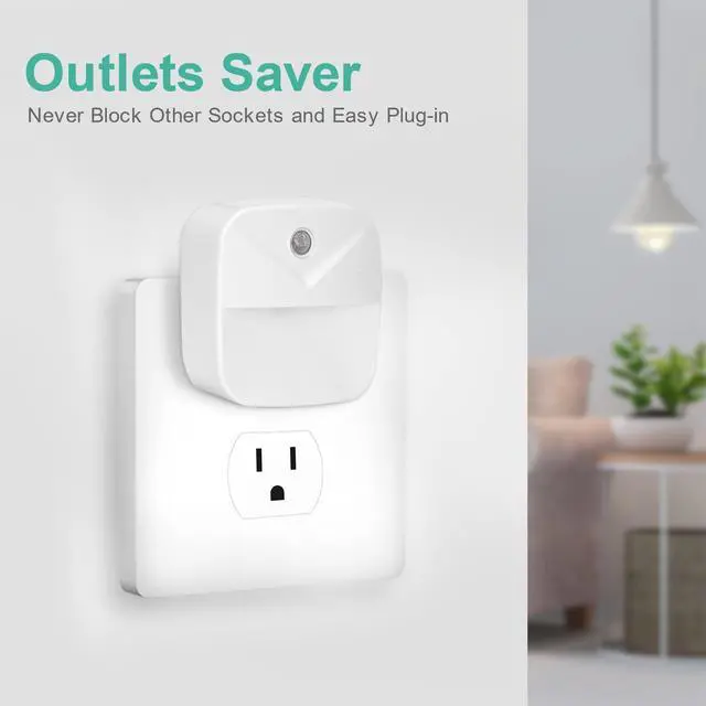 Alt view image 2 of 7 - 4Pack Night Light Plug in, Warm White LED Nightlights with Smart Dusk to Dawn Sensor, Plug into Wall Nightlights Suitable for Bedroom, Bathroom, Hallway, Kitchen, Stairs, Kids, Adults, Kids Room
