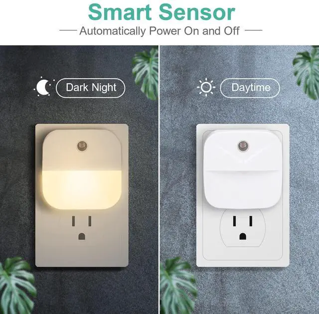 Alt view image 4 of 7 - 4Pack Night Light Plug in, Warm White LED Nightlights with Smart Dusk to Dawn Sensor, Plug into Wall Nightlights Suitable for Bedroom, Bathroom, Hallway, Kitchen, Stairs, Kids, Adults, Kids Room