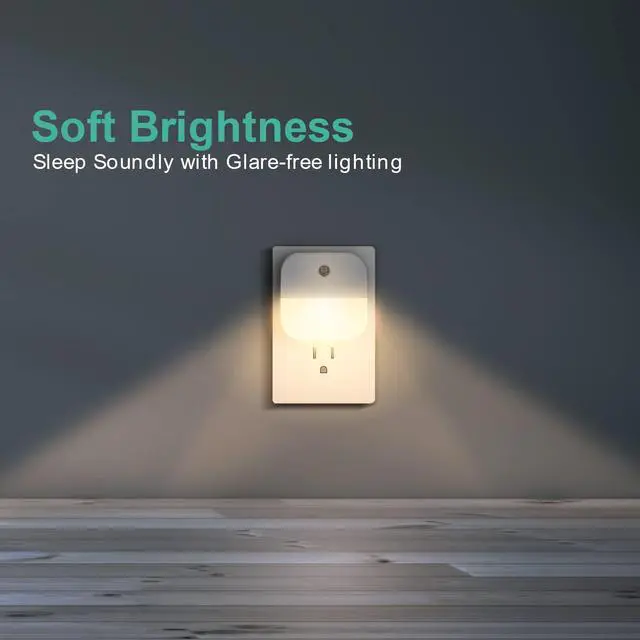 Alt view image 5 of 7 - 4Pack Night Light Plug in, Warm White LED Nightlights with Smart Dusk to Dawn Sensor, Plug into Wall Nightlights Suitable for Bedroom, Bathroom, Hallway, Kitchen, Stairs, Kids, Adults, Kids Room