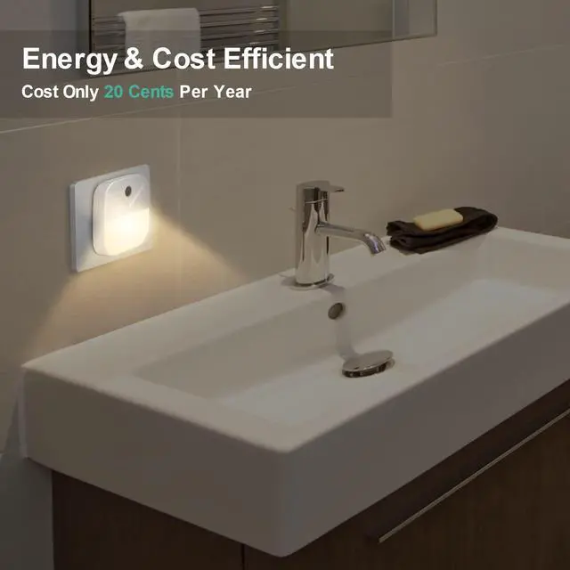 Alt view image 7 of 7 - 4Pack Night Light Plug in, Warm White LED Nightlights with Smart Dusk to Dawn Sensor, Plug into Wall Nightlights Suitable for Bedroom, Bathroom, Hallway, Kitchen, Stairs, Kids, Adults, Kids Room