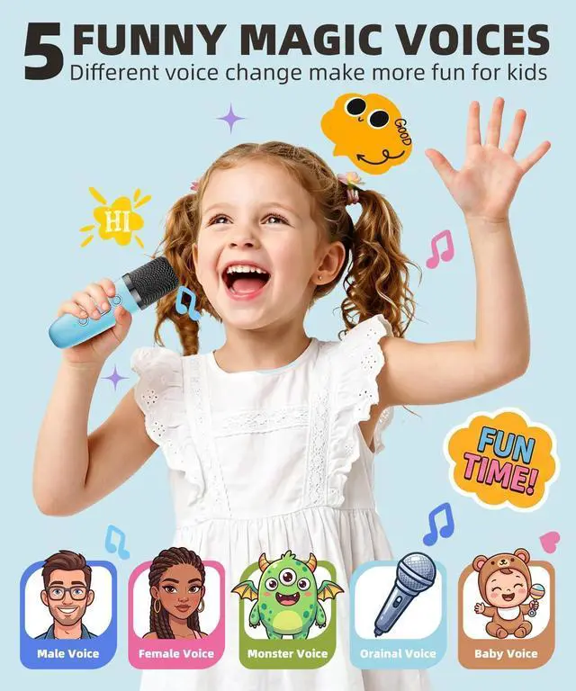 Alt view image 11 of 14 - Mini Karaoke Machine Speaker for Kids Adults,Portable Bluetooth with 1-2 Wireless Microphones,Christmas Birthday Gifts Toys Girls Boys Ages 4, 5, 6,7, 8,9,10,11,12+ Years Old Toddler (Blue - 2 Mic)