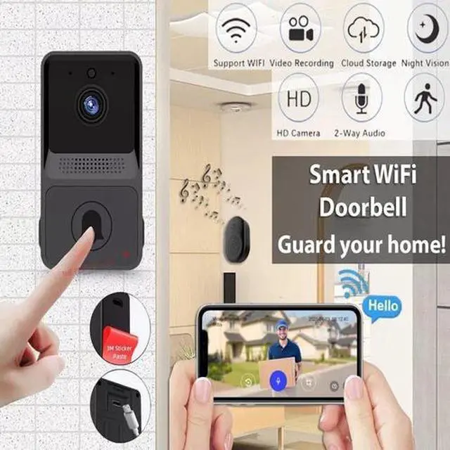 Alt view image 2 of 7 - Wireless Security Smart WiFi Doorbell Intercom Video Camera Door Ring Bell Chime