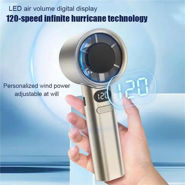 Alt view image 3 of 7 - Handheld Fan. Mini Handheld Fan 120 Speed Portable Desktop Fans Instant Cooling with Ice Mode Rechargeable Stylish Fan .Portable(Gray)