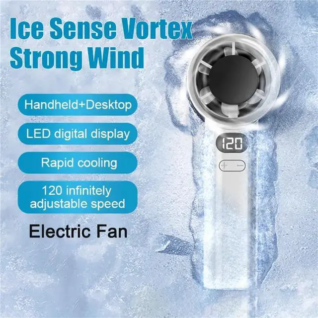 Alt view image 2 of 7 - Handheld Fan. Mini Handheld Fan 120 Speed Portable Desktop Fans Instant Cooling with Ice Mode Rechargeable Stylish Fan .Portable(Gray)