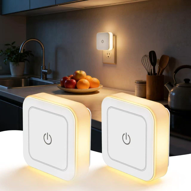 Main image of 4-Pack Night Light, Night Lights Plug into Wall, Nightlight Led Night Light for Kids Bedroom, Bathroom, Hallway (Square-3CCT)