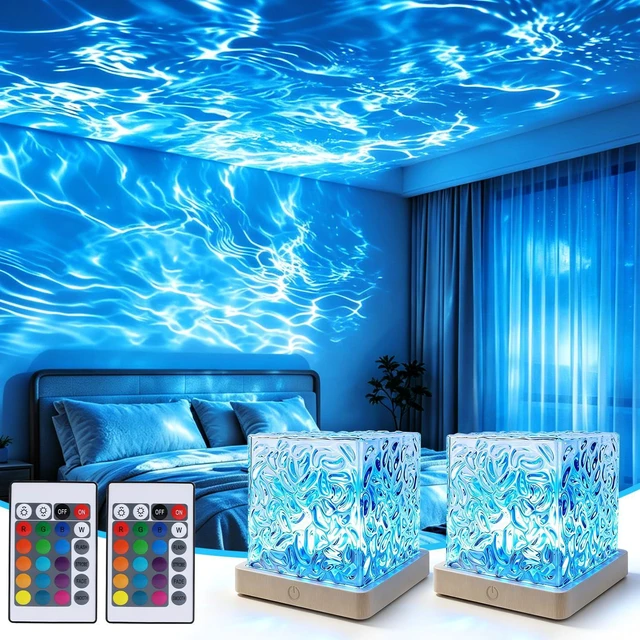 Main image of 2 Pack Northern Lights Ocean Wave Projector Light, Galaxy Light Projector, 16 Colors Gradual Rotating Flame Water Ripple Ambient Night Light Non-Wood for Bedroom, Room Decor, Kids Room ((Plug-in))
