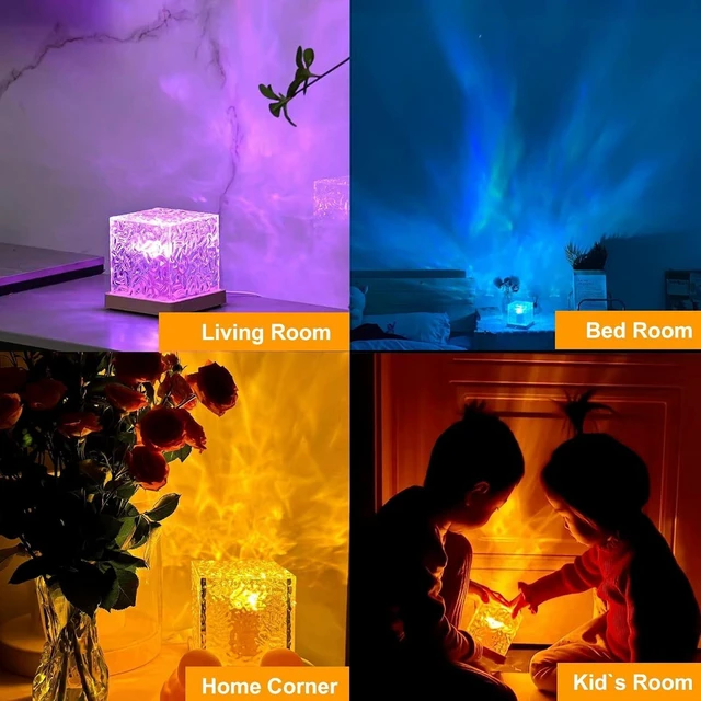 Alt view image 5 of 7 - 2 Pack Northern Lights Ocean Wave Projector Light, Galaxy Light Projector, 16 Colors Gradual Rotating Flame Water Ripple Ambient Night Light Non-Wood for Bedroom, Room Decor, Kids Room ((Plug-in))