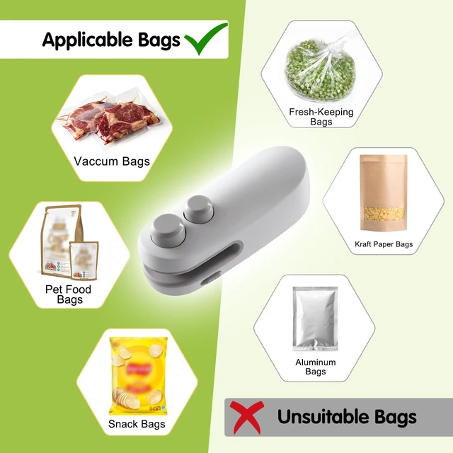Alt view image 2 of 7 - Mini Bag Sealer, 2026 2 in 1 Rechargeable Chip Bag Sealer with Cutter and Magnet, Portable Handheld USB C Heat Sealer Resealer Machine for Snack Plastic Bags Food Storage (White + Black)