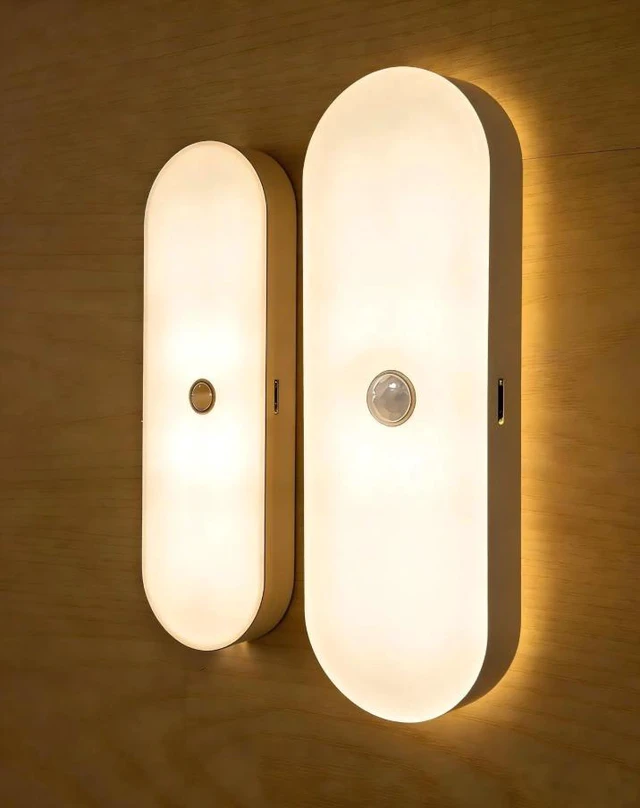 Alt view image 6 of 7 - Rechargeable Night Light with Motion Sensor Battery 2 Pack- Portable Mini Stick-on Stick-on Warm White LED - for Bathroom, Bedroom, Kitchen, Cabinet, Stairs, Hallway