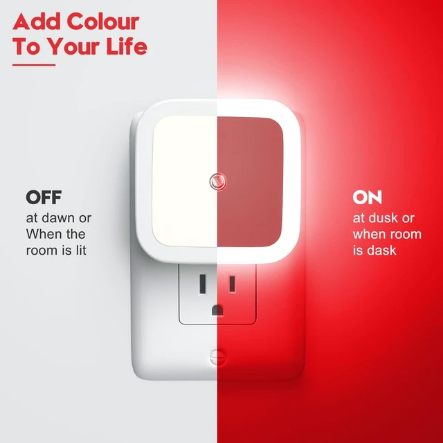Alt view image 3 of 7 - Ankei Red Night Light, Night Lights Plug into Wall 4-Pack, Nightlight Plug in Night Light, Dusk to Dawn Night Lamp Led Night Lights for Adults Bedroom, Bathroom, Hallway