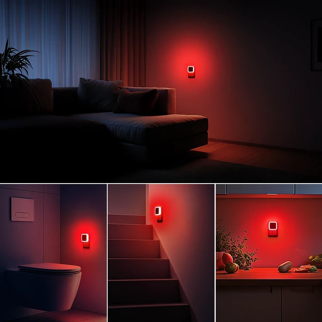 Alt view image 2 of 7 - Ankei Red Night Light, Night Lights Plug into Wall 4-Pack, Nightlight Plug in Night Light, Dusk to Dawn Night Lamp Led Night Lights for Adults Bedroom, Bathroom, Hallway