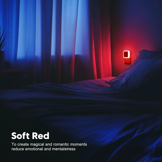 Alt view image 6 of 7 - Ankei Red Night Light, Night Lights Plug into Wall 4-Pack, Nightlight Plug in Night Light, Dusk to Dawn Night Lamp Led Night Lights for Adults Bedroom, Bathroom, Hallway