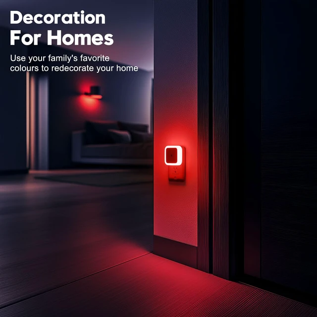 Alt view image 7 of 7 - Ankei Red Night Light, Night Lights Plug into Wall 4-Pack, Nightlight Plug in Night Light, Dusk to Dawn Night Lamp Led Night Lights for Adults Bedroom, Bathroom, Hallway