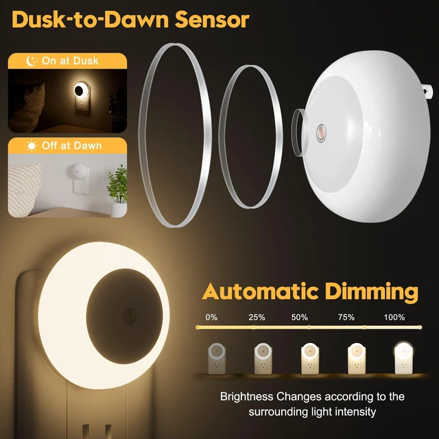 Alt view image 3 of 7 - Ankei Night Light, Night Lights Plug into Wall, Dusk to Dawn Sensor Warm White Led Night Light 0.5W, 2 Pack Nightlight for Adults, Bedroom, Bathroom, Hallway, Kitchen