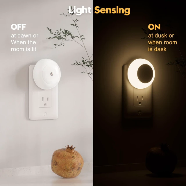 Alt view image 7 of 7 - Ankei Night Light, Night Lights Plug into Wall, Dusk to Dawn Sensor Warm White Led Night Light 0.5W, 2 Pack Nightlight for Adults, Bedroom, Bathroom, Hallway, Kitchen