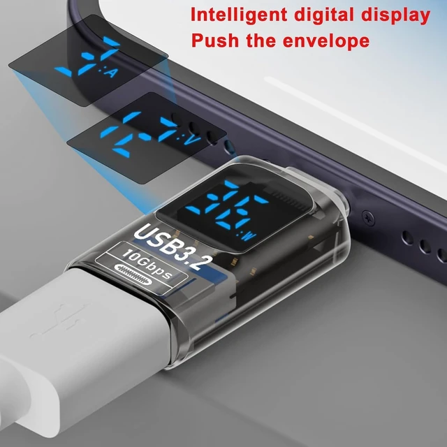 Alt view image 2 of 6 - 2Pack USB A3.2 to Type C Adapter,C Female to USB Revolution Adapter 10Gbps | with Digital Display 60W Power Output,for iPhone16 15 14ProMax,Plus,MacBook,Galaxy S23 S24