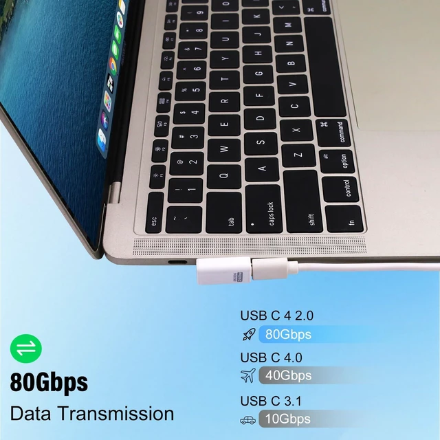 Alt view image 3 of 7 - 90 Degree USB C Adapter 80Gbps, 240W USB C 90 Degree Adapter Thunderbolt 5 Right Angle Type C Extender Coupler Connector for MacBook, Laptop, Tablet, VR, Camera, Smartphone, (White 2pack)