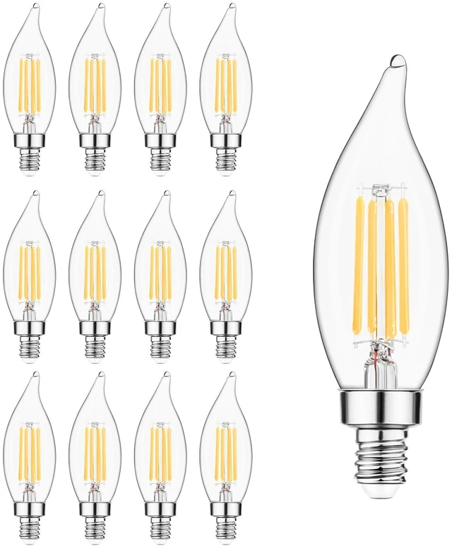 Main image of Candelabra Light Bulbs E12 LED Bulb Dimmable, 60W Equivalent CA10 Candle Bulbs 2700K Warm White, Soft Glow Chandelier Bulbs for Ceiling Fan, Pendant Light, Wall Sconce, 12 Pack