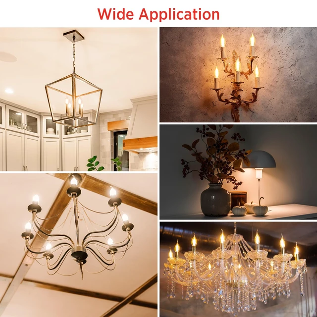 Alt view image 7 of 7 - Candelabra Light Bulbs E12 LED Bulb Dimmable, 60W Equivalent CA10 Candle Bulbs 2700K Warm White, Soft Glow Chandelier Bulbs for Ceiling Fan, Pendant Light, Wall Sconce, 12 Pack