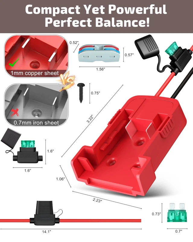Alt view image 14 of 14 - 2-Pack 18V for Milwaukee M18 Battery Adapter for Power Wheels Battery Upgrade Conversion Kit with Wire Connectors Fuses 12AWG Wire Power Tool Drill Battery Converter Adapter for Kids Car, RC, DIY, Etc
