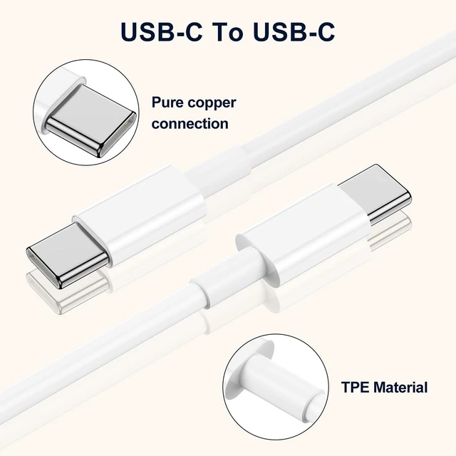 Alt view image 3 of 7 - NEW for Phone 16 15 Charger and 6ft Type C to C Cable Cord Long,20W USB C Fast Charging Block Plug for Phone 16 Pro Max/16/15 Pro Max/15 Plus/15/iPad Air/Mini/AirPods/Power Adapter