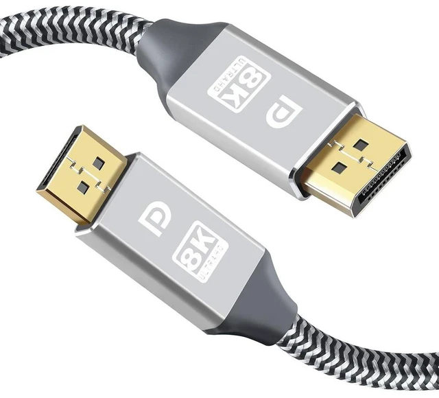 Main image of DisplayPort Cable,Hannord 8K DP Cable Nylon Braided (8K@60Hz, 4K@120hz) Display Port Cable V1.4 Ultra High Speed DisplayPort to DisplayPort Cable 6.6ft for Laptop PC TV - Gaming Monitor Cable (Silver)