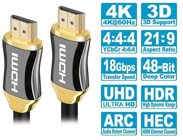 Alt view image 2 of 5 - 4K HDMI Cable 6ft | High Speed,4K @ 60Hz, Ultra HD, 2K, 1080P & ARC Compatible | for Laptop, Monitor, PS5, PS4, Xbox One, Fire TV, Apple TV & More