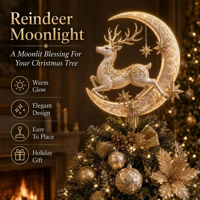 Alt view image 2 of 7 - Lighted Memorial Christmas Tree Topper Collection, Angel, Cardinal & Reindeer Designs with Warm Glow and Crystal-Inspired Accents, for FamilyAngel's Christmas Moon