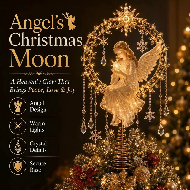 Alt view image 3 of 7 - Lighted Memorial Christmas Tree Topper Collection, Angel, Cardinal & Reindeer Designs with Warm Glow and Crystal-Inspired Accents, for FamilyAngel's Christmas Moon