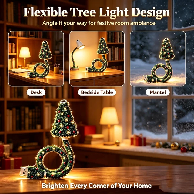 Alt view image 5 of 5 - Christmas Tree Projector, USB Holiday Light with 6 Festive Scenes (1PC) | USB Powered Night Light, Projects Colorful Holiday Patterns Onto Walls or Ceilings for An Instant Christmas Atmosphere