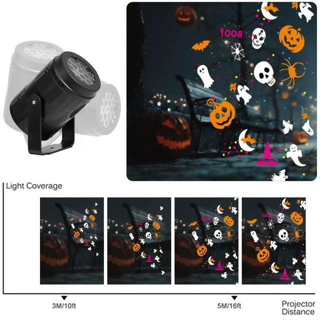 Alt view image 4 of 7 - Halloween Projector Lights Outdoor Indoor, Waterproof Halloween Light for Window, Ground, Roof, Wall, Cemetery, Halloween Decor for Halloween Party Garden Decorations