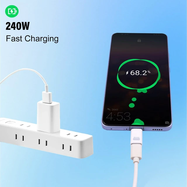 Alt view image 2 of 7 - 80Gbps USB C Extender Adapter, 240W USB Type C Extension Adapter, White Type C Male to Female Extender Thunderbolt 5 Connector 8K@60Hz Video for MacBook, Laptop, Tablet (2pack)