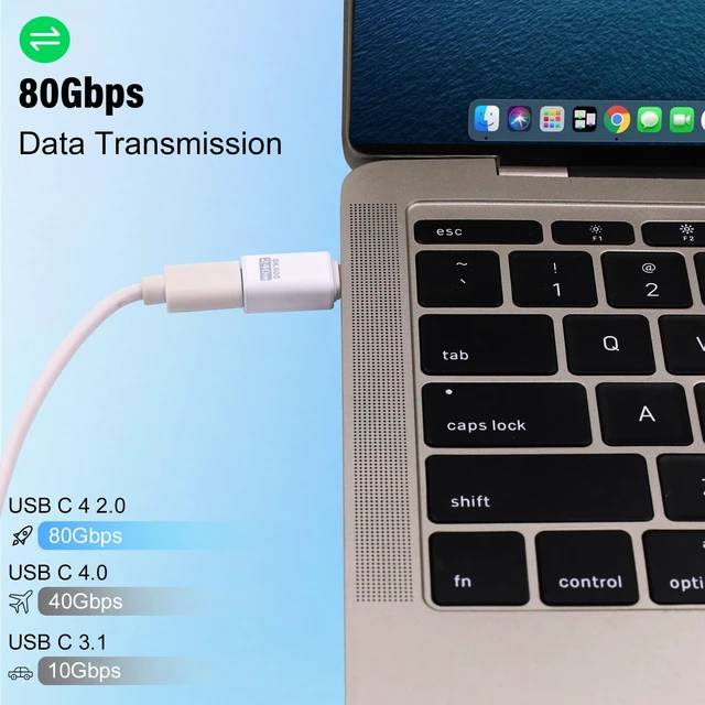 Alt view image 3 of 7 - 80Gbps USB C Extender Adapter, 240W USB Type C Extension Adapter, White Type C Male to Female Extender Thunderbolt 5 Connector 8K@60Hz Video for MacBook, Laptop, Tablet (2pack)