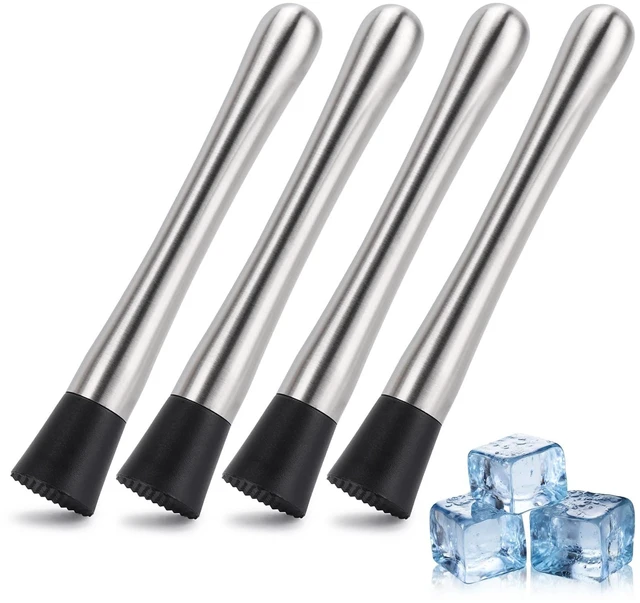 Main image of 4 Pack Muddlers for Cocktail 304 Stainless Steel Fruit Crusher 8.3" Long Ice Crusher for Bar Party and Home