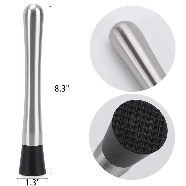 Alt view image 2 of 7 - 4 Pack Muddlers for Cocktail 304 Stainless Steel Fruit Crusher 8.3" Long Ice Crusher for Bar Party and Home