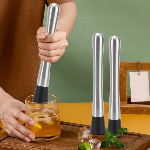 Alt view image 4 of 7 - 4 Pack Muddlers for Cocktail 304 Stainless Steel Fruit Crusher 8.3" Long Ice Crusher for Bar Party and Home
