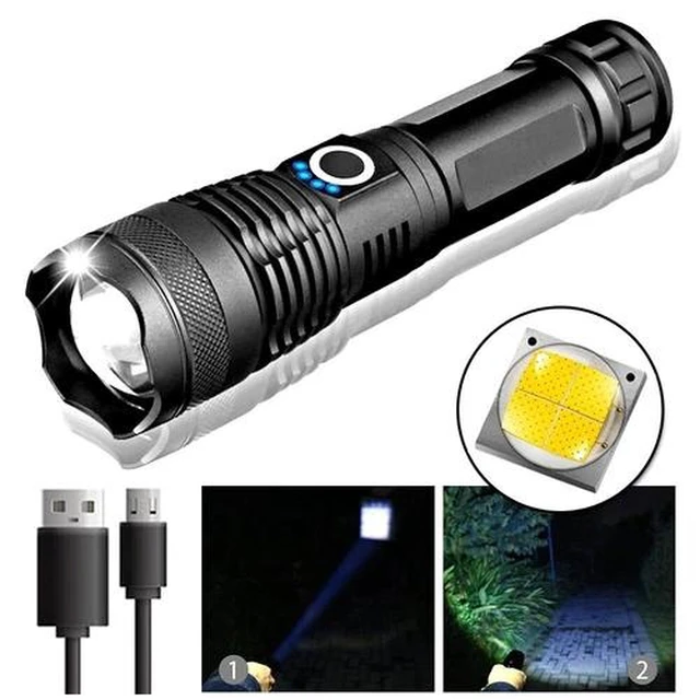 Alt view image 2 of 7 - Subkane Super-Bright 90000LM LED Tactical Flashlight With Rechargeable Battery