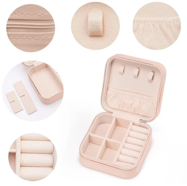 Alt view image 4 of 7 - Subkane Mini Jewelry Travel Case,Small Jewelry Box,Traveling Jewelry Organizer,Portable Jewellery Storage Holder for Rings Earrings Necklace Bracelet Bangle for Girls Women(Pink - 1 pack)