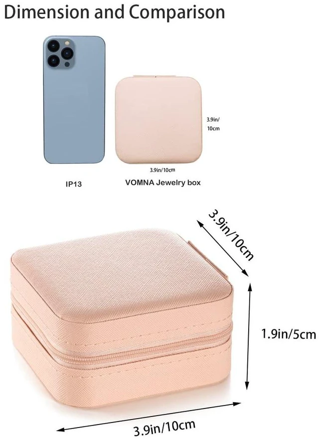 Alt view image 6 of 7 - Subkane Mini Jewelry Travel Case,Small Jewelry Box,Traveling Jewelry Organizer,Portable Jewellery Storage Holder for Rings Earrings Necklace Bracelet Bangle for Girls Women(Pink - 1 pack)