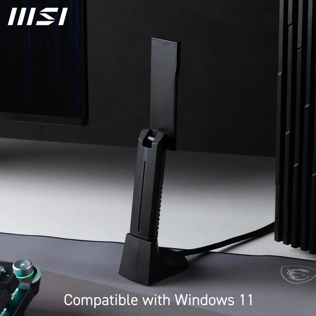 Alt view image 4 of 6 - MSI BE6500 WiFi 7 USB Adapter - WLAN up to 2880 Mbps (6GHz, 5GHz, 2.4GHz Wireless), USB 3.2 Gen 1, MU-MIMO, 2X High-Gain Tri-Band Antennas, Beamforming, WPA3 - Cradle Included