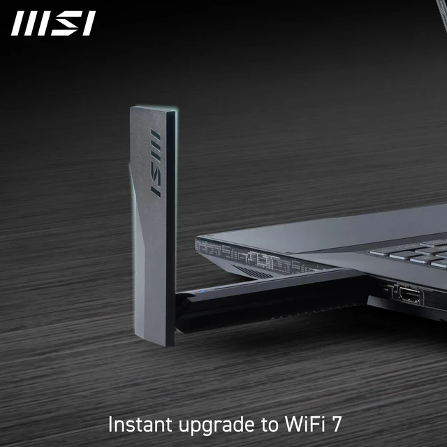 Alt view image 5 of 6 - MSI BE6500 WiFi 7 USB Adapter - WLAN up to 2880 Mbps (6GHz, 5GHz, 2.4GHz Wireless), USB 3.2 Gen 1, MU-MIMO, 2X High-Gain Tri-Band Antennas, Beamforming, WPA3 - Cradle Included