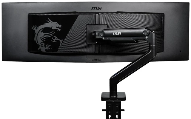 Main image of MSI MAG MT201 - Premium Heavy Duty Single Monitor Stand Arm, Supports 17-49" Screens and 44 lbs, VESA Compatible, Adjustable Spring Assisted Mount, Clamp & Grommet, Quick Release Plate - Black