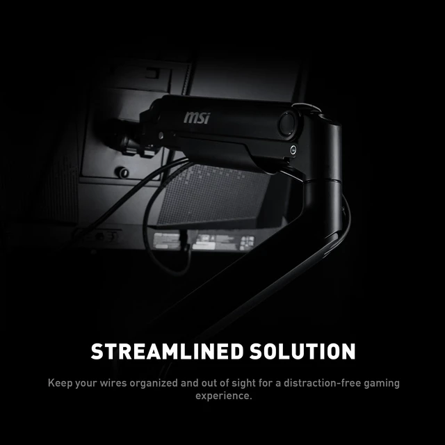Alt view image 6 of 7 - MSI MAG MT201 - Premium Heavy Duty Single Monitor Stand Arm, Supports 17-49" Screens and 44 lbs, VESA Compatible, Adjustable Spring Assisted Mount, Clamp & Grommet, Quick Release Plate - Black