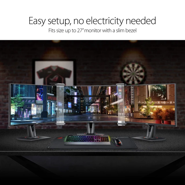 Alt view image 3 of 5 - ASUS ABF01 ROG Bezel-Free Kit Universal Multi-Monitor Setup with Optical Micro-Structures Easy Assembly, Clear, (Set of 2)