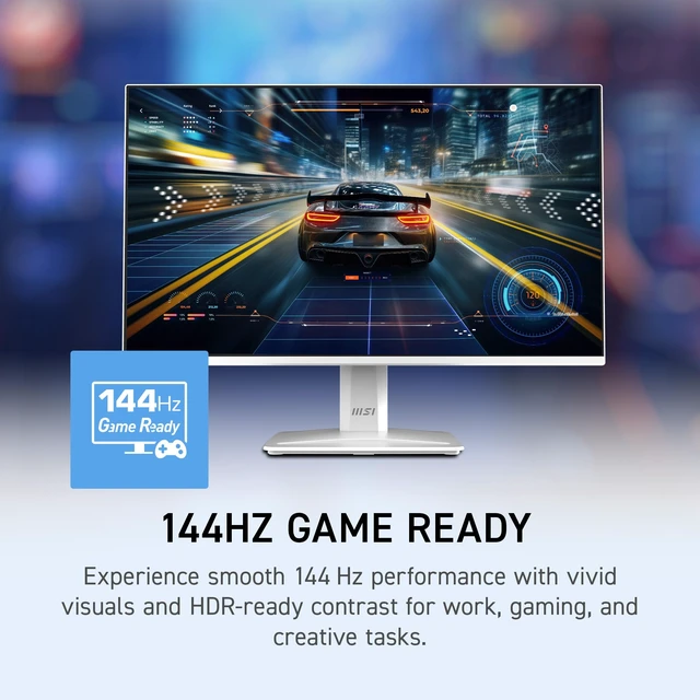 Alt view image 3 of 7 - PRO MP243W E14 24-inch IPS 1920 x 1080 (FHD) Computer Monitor, 144Hz, Adaptive-Sync, HDR Ready, HDMI, Display Port, VESA Mountable, Tilt, 4-Side Slim Bezel, 1ms, White