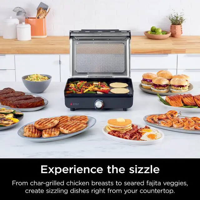 Alt view image 2 of 7 - Sizzle Indoor Grill & Griddle, 14'', 500°F, Grey/Silver, GR101